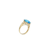 Genuine Topaz Oval Stone centered on a beautiful and simple real gold ring.