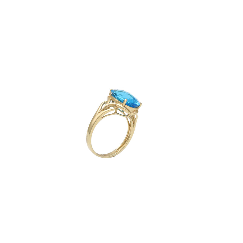 Genuine Topaz Oval Stone centered on a beautiful and simple real gold ring.