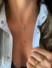 Emerald Cross Charm 