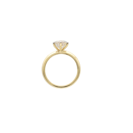 2.09 carat round brilliant lab diamond solitaire engagement ring in 14K yellow gold on white background
