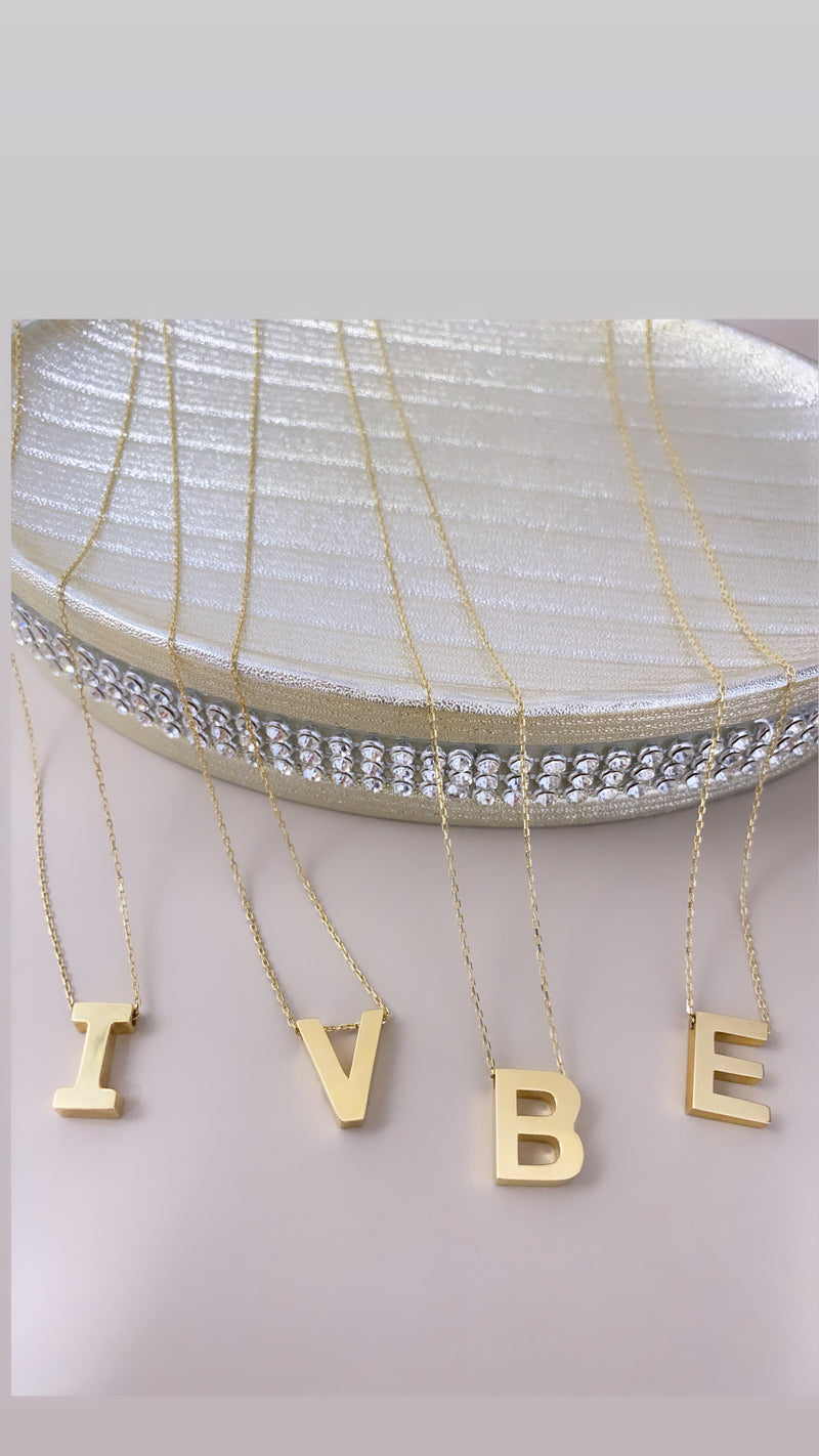 14 Karat Gold Initial Rolo Necklaces