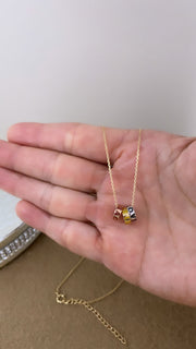 14 Karat Three Tone Gold Three Love Rings Necklace