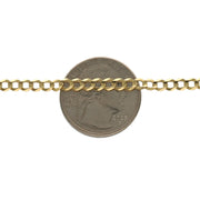 10 Karat Real Gold of a 3mm curb chain on a 25 cent coin to have as a size reference.