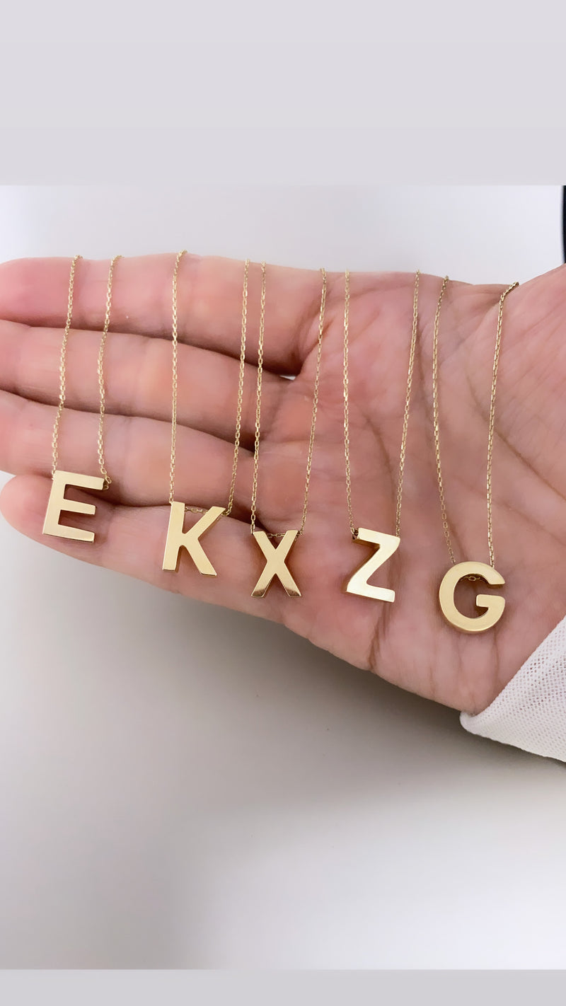 14 Karat Gold Initial Rolo Necklaces