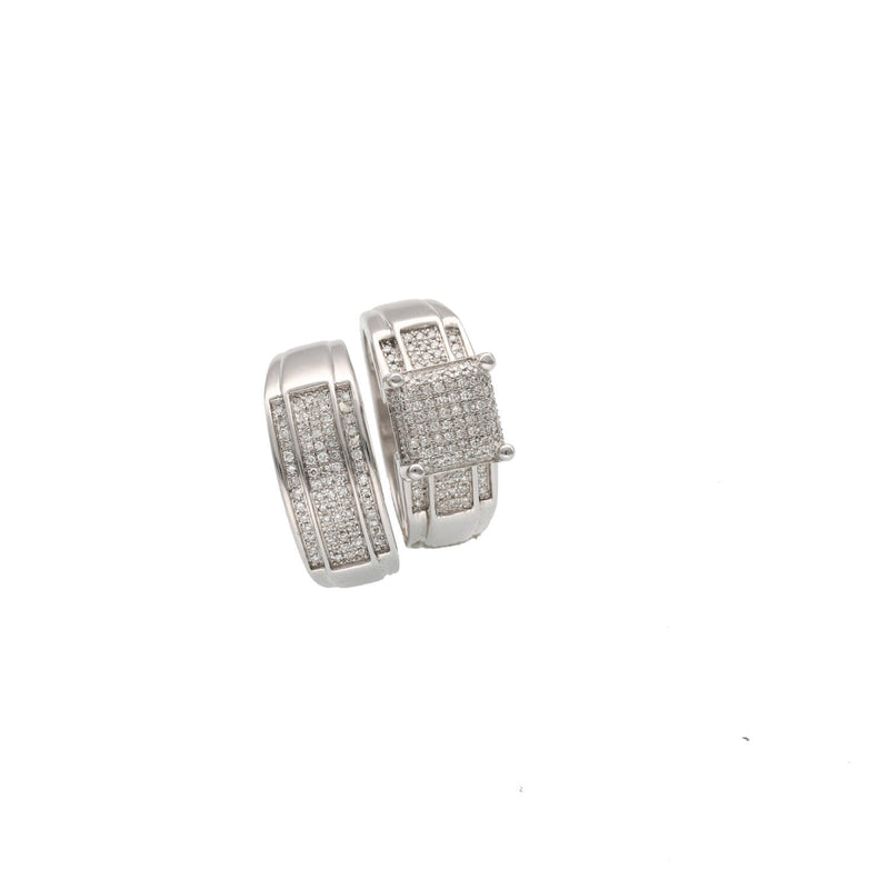 Real 14k White Gold Fancy Trio Wedding Rings