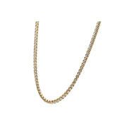 Close up angled view of 4mm diamond cut round Franco chain in genuine 10K two tone gold