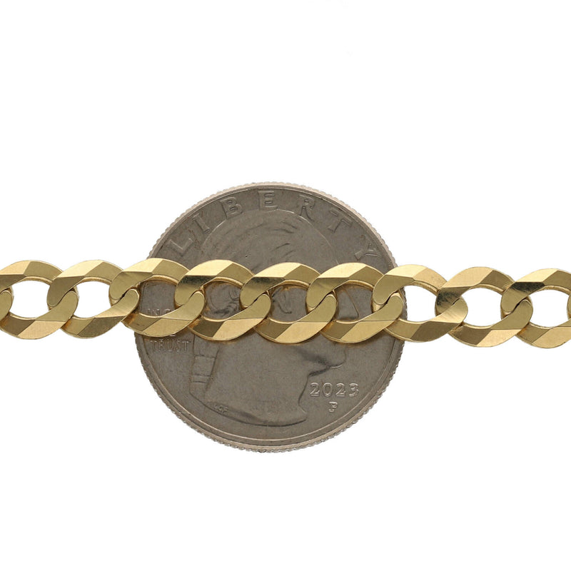 5 mm Gold Italian Cuban Curb Chain on top a 25 cent coin as a size reference.