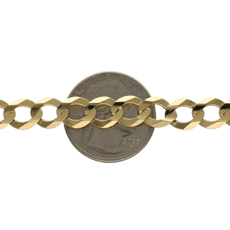 10 Karat Real Gold of a  6mm curb chain on a 25 cent coin to have as a size reference.