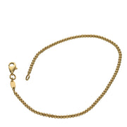 Individual 7-inch long 14K solid yellow gold 2mm Moon Beaded polished bracelet with a secure lobster clasp on a clean white background.