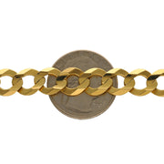10 Karat Real Gold of a  7.5mm curb chain on a 25 cent coin to have as a size reference.