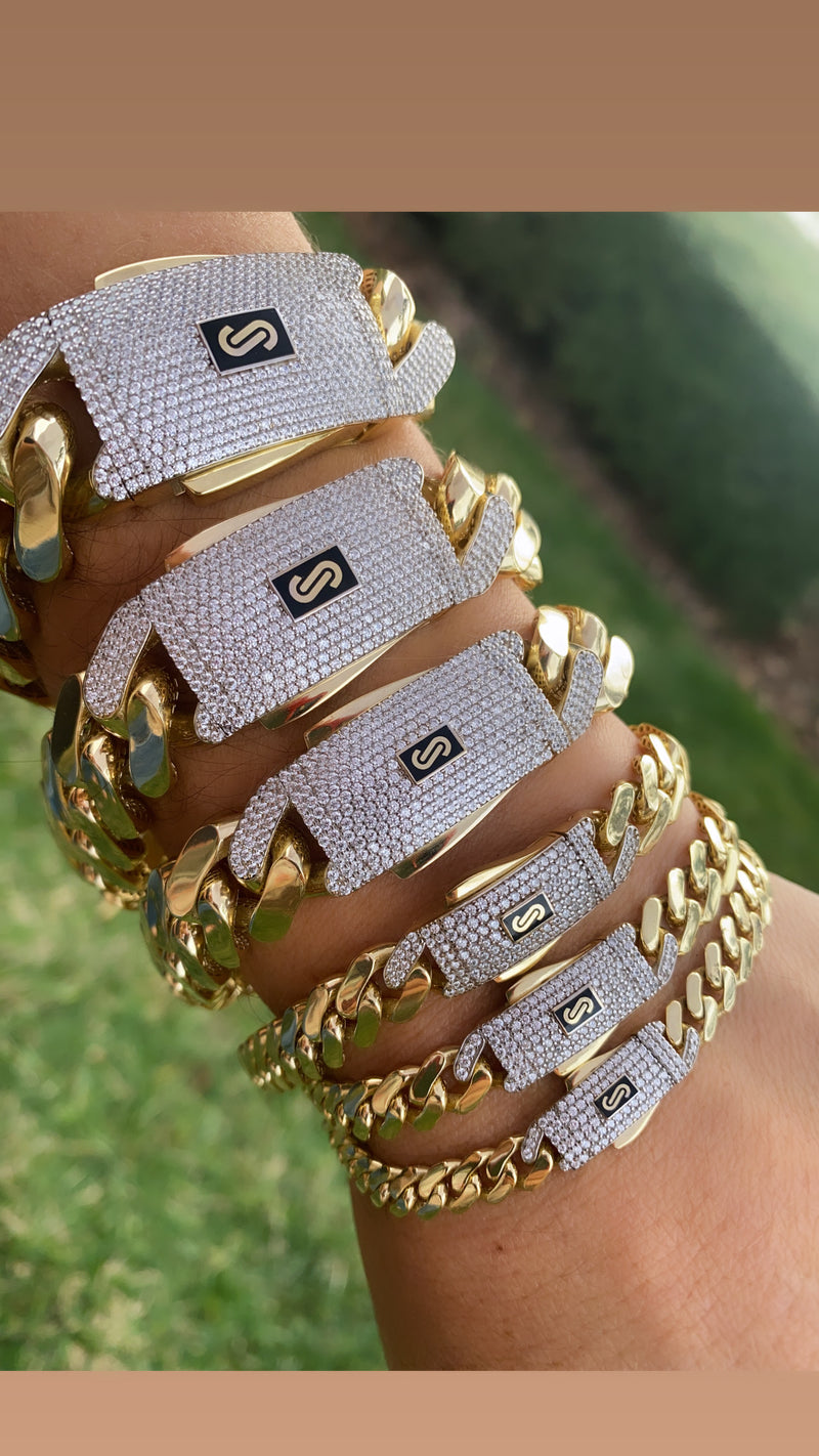 14 Karat Monaco Gold CZ Lock Bracelet