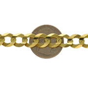 10 Karat Real Gold of a  8mm curb chain on a 25 cent coin to have as a size reference.