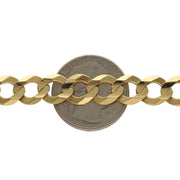 10K Gold Italian Curb Chain 9mm width on a 25 Cent coin to have a size reference. 
