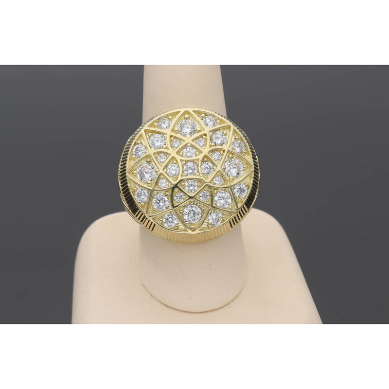 14 Karat Gold Rosette Men Ring