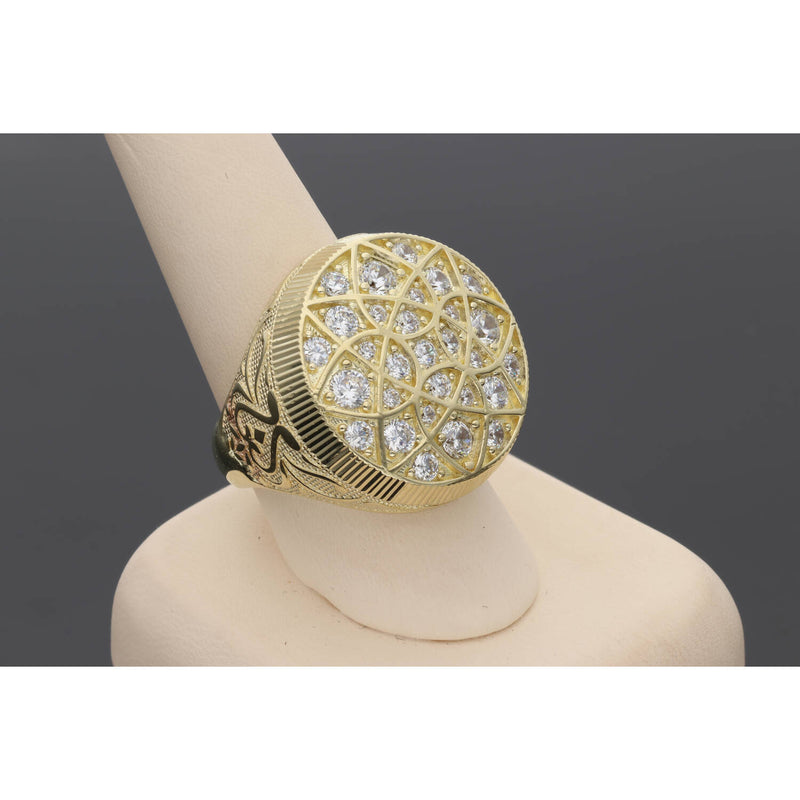 14 Karat Gold Rosette Men Ring