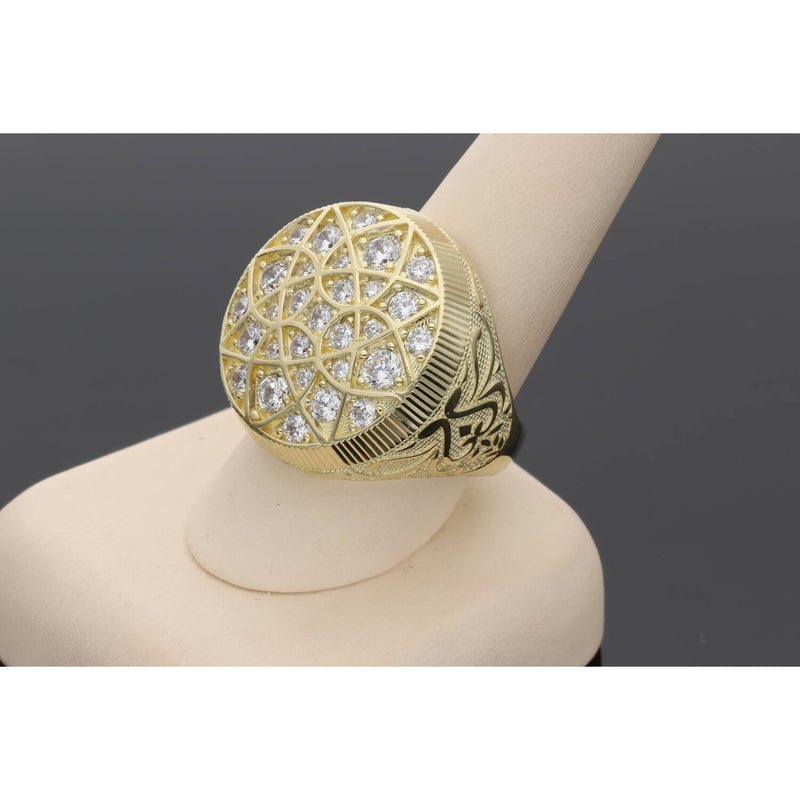14 Karat Gold Rosette Men Ring