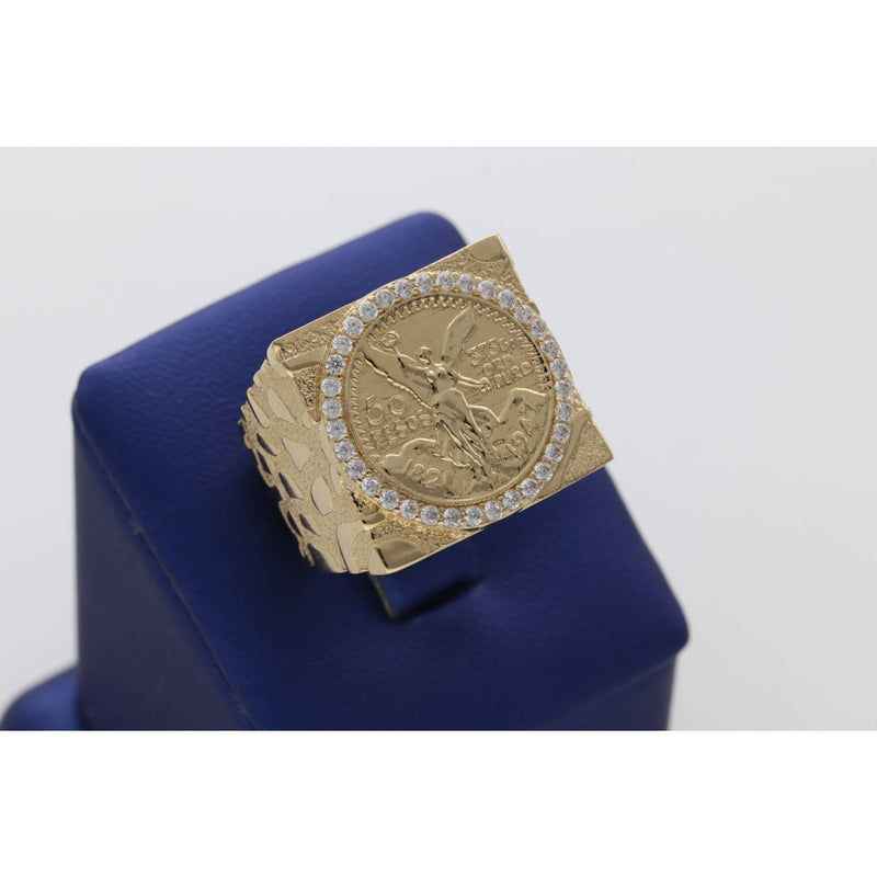14 Karat Gold Nugget Centenario Ring