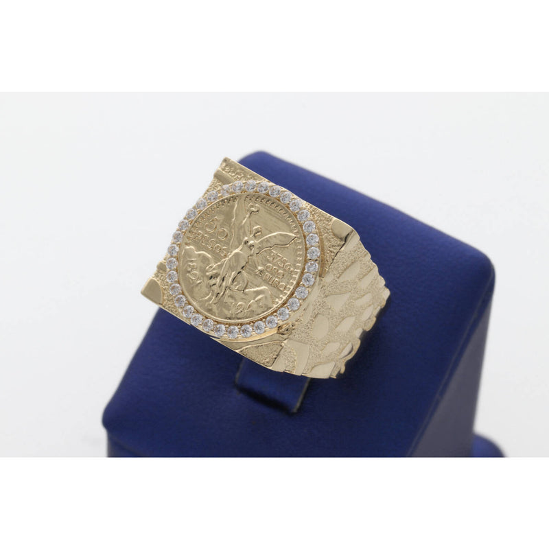 14 Karat Gold Nugget Centenario Ring