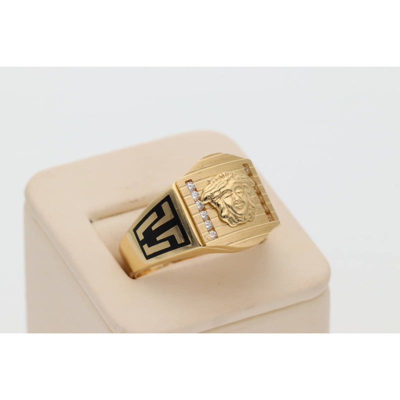 14 Karat Gold Medusa Greek Design Ring
