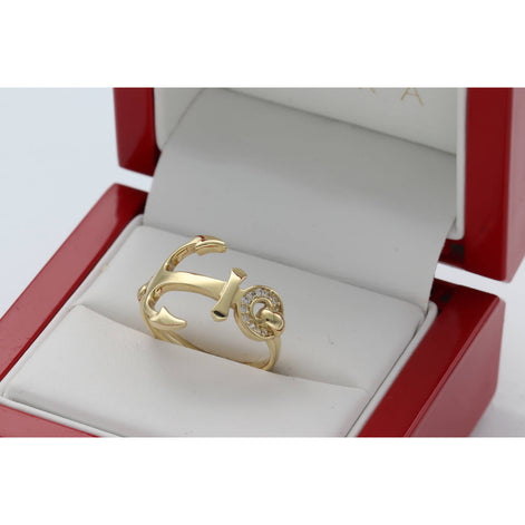 Gold and CZ Anchor Ring