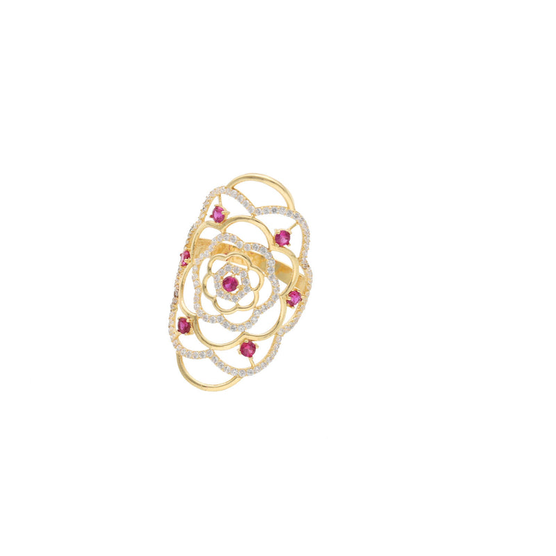 14 karat gold Filigree Red Ring