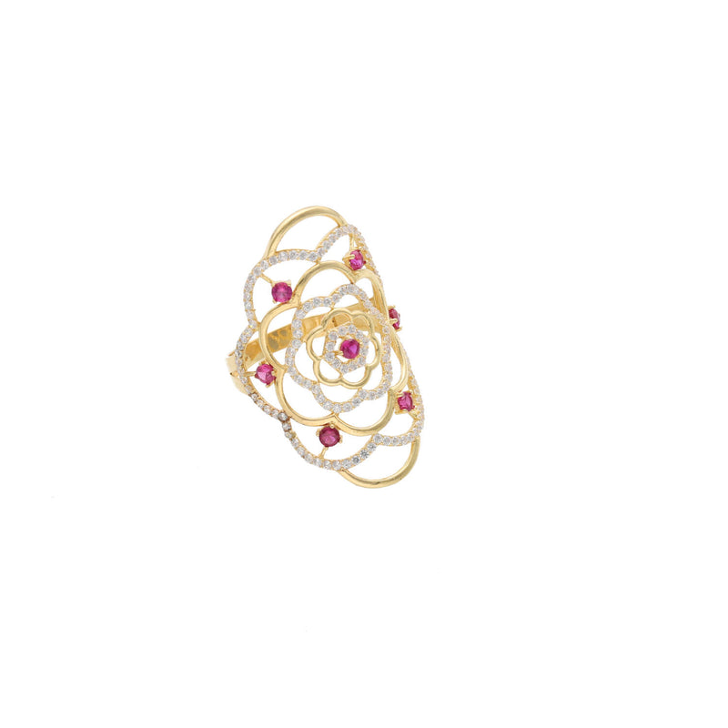 14 karat gold Filigree Red Ring