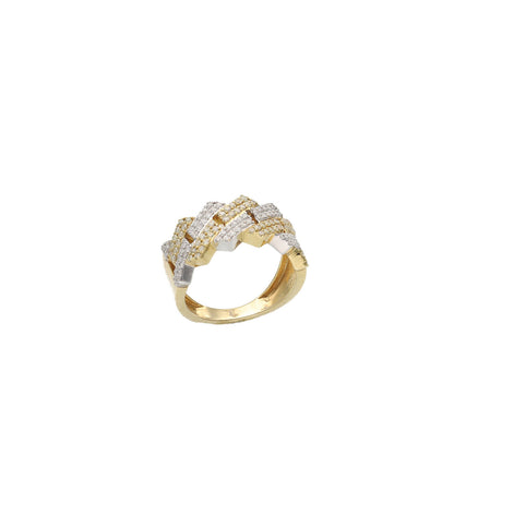 10 Karat Gold Two Tone Natural Diamond Cuban Ring