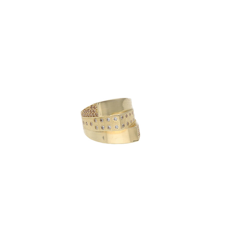 14 Karat Gold Triple Band Accent Ring with Stones.