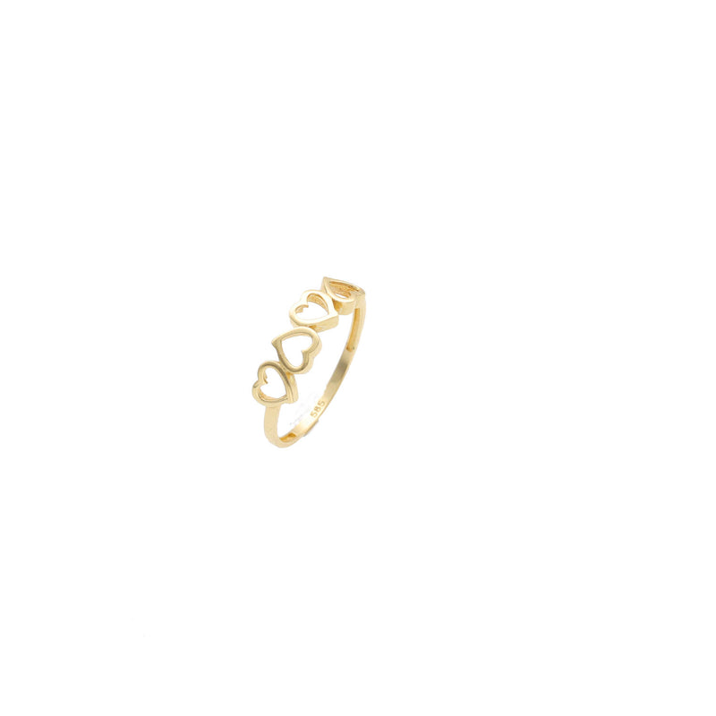 14 Karat Gold Four Hearts Ring