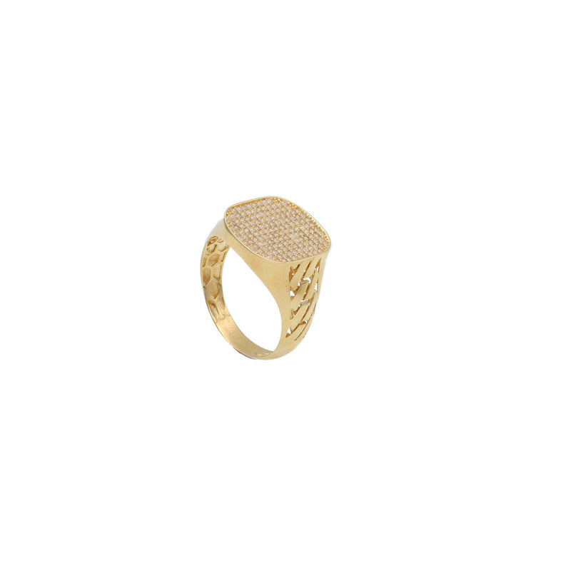 14 Karat Gold Square Cuban Men's Ring