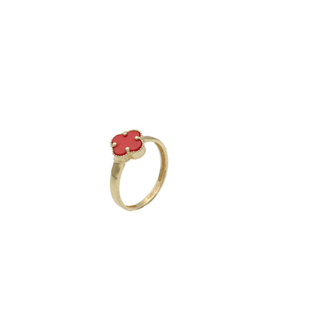 14 Karat Gold Carnelian Flower Ring