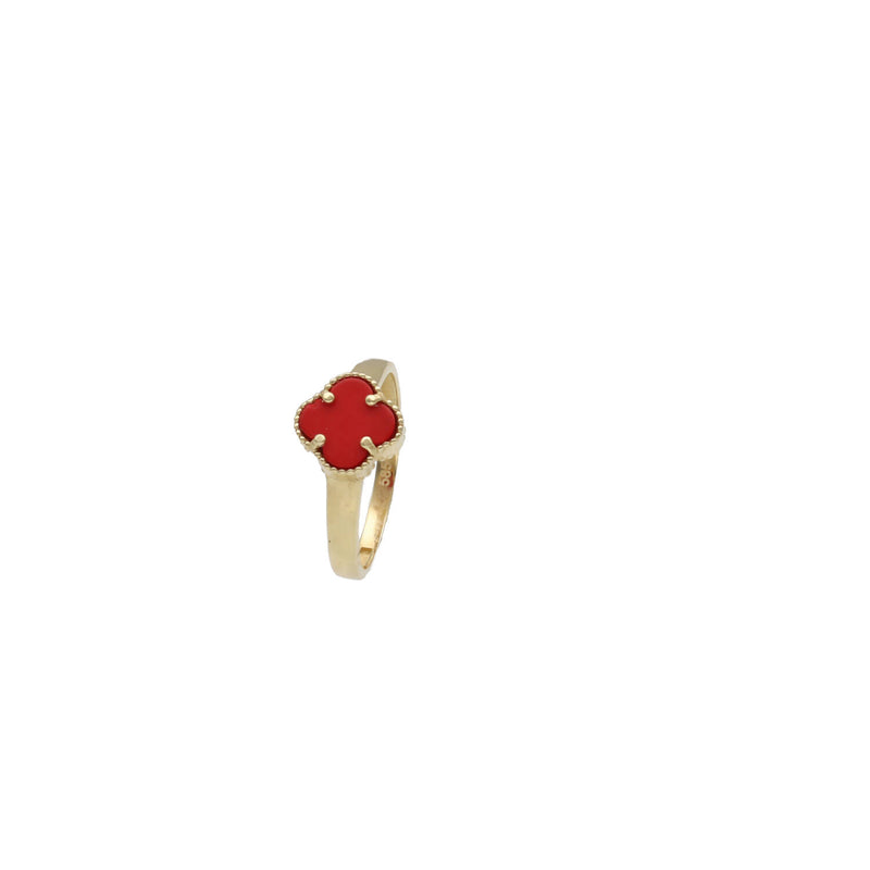 14 Karat Gold Carnelian Flower Ring