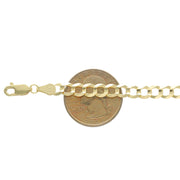 6 MM Curb Gold 14k Anklet on top a 25 cent USA coin to observe the size