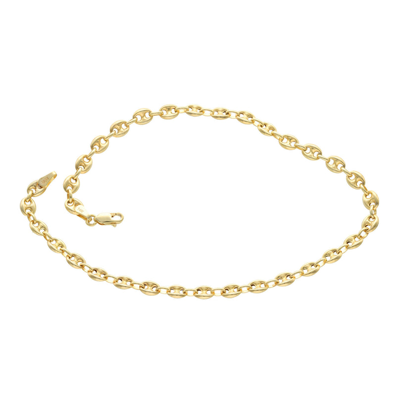 14K Gold Puff Mariner Anklet - Multiple Widths | Veka