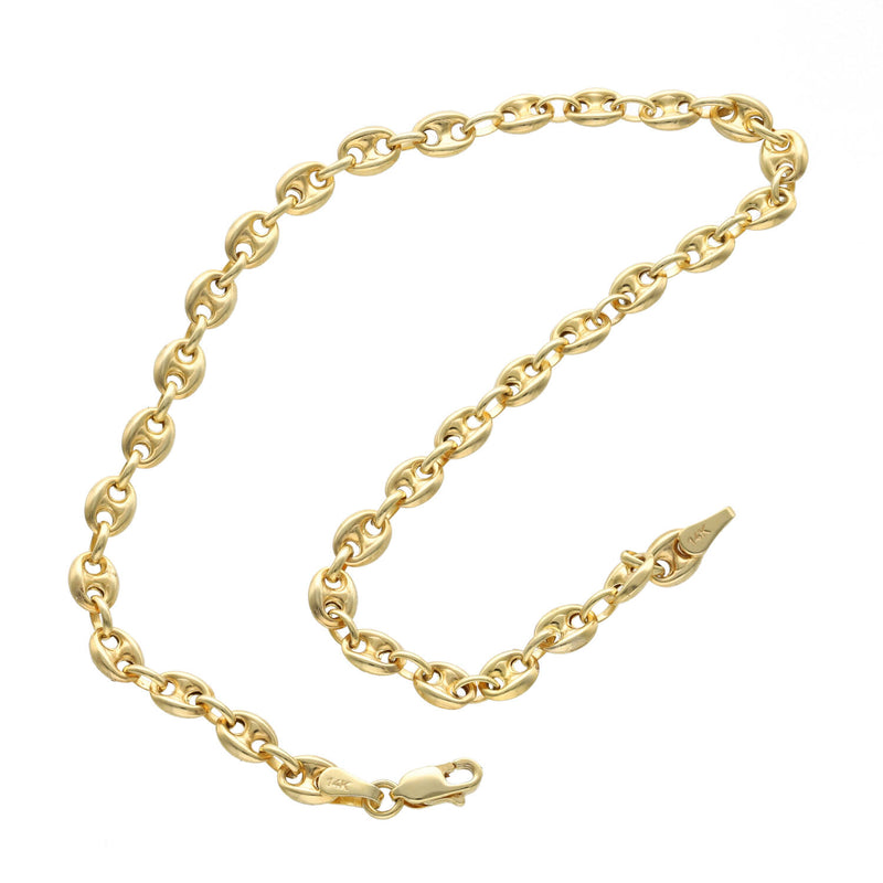 14K Gold Puff Mariner Anklet - Multiple Widths | Veka