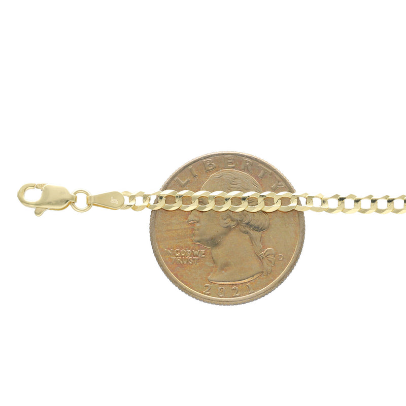 10K Gold Italian Curb Anklet - Multiple Widths | Veka Jewelry