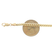 3 mm Miami Cuban Link Anklet next to a 25 cent coin.