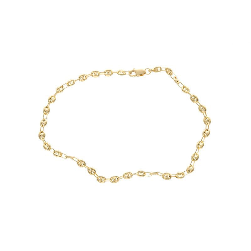 14K Gold Puff Mariner Anklet - Multiple Widths | Veka