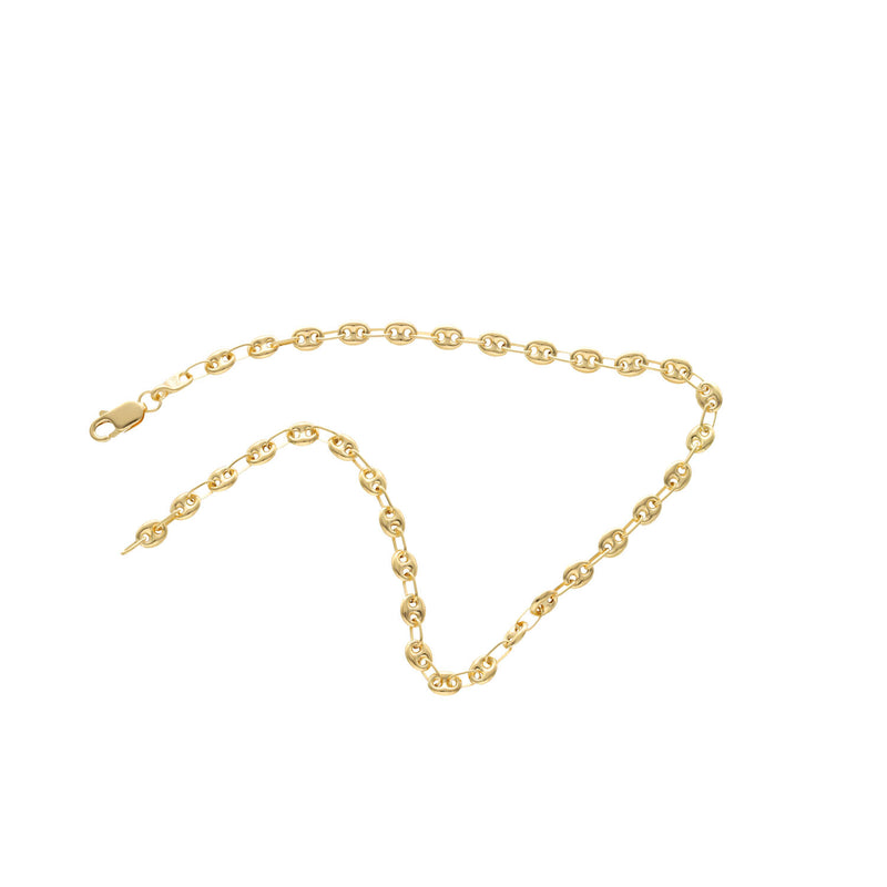 14K Gold Puff Mariner Anklet - Multiple Widths | Veka