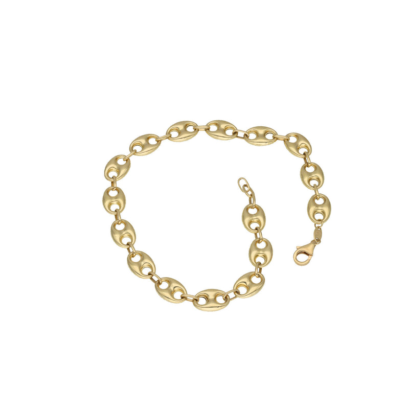 14K Gold Puff Mariner Anklet - Multiple Widths | Veka