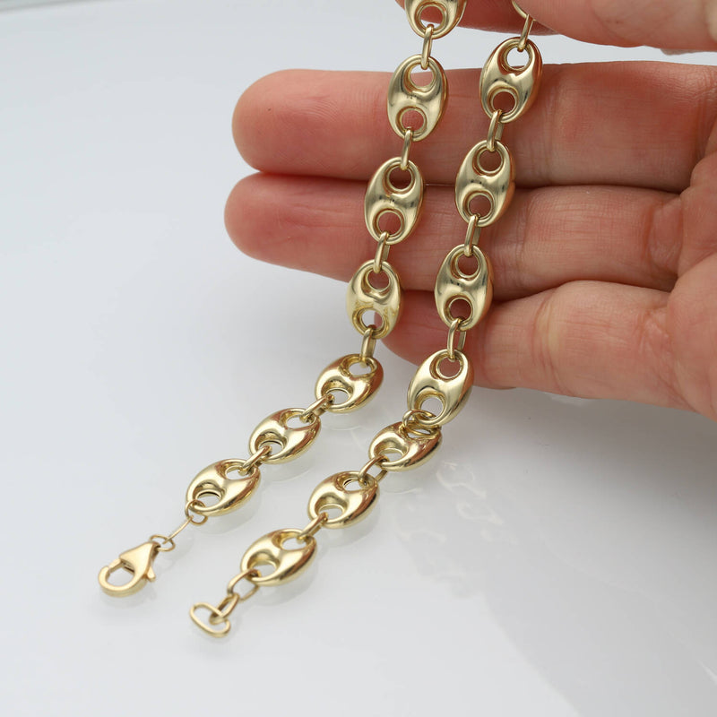14K Gold Puff Mariner Anklet - Multiple Widths | Veka