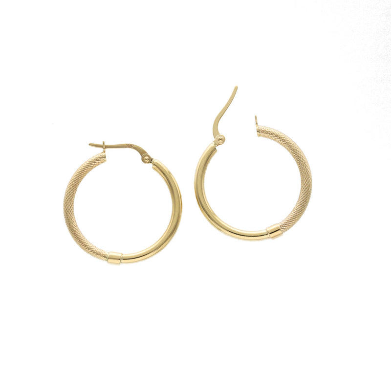 10 Karat Gold Texture Hoops Earrings