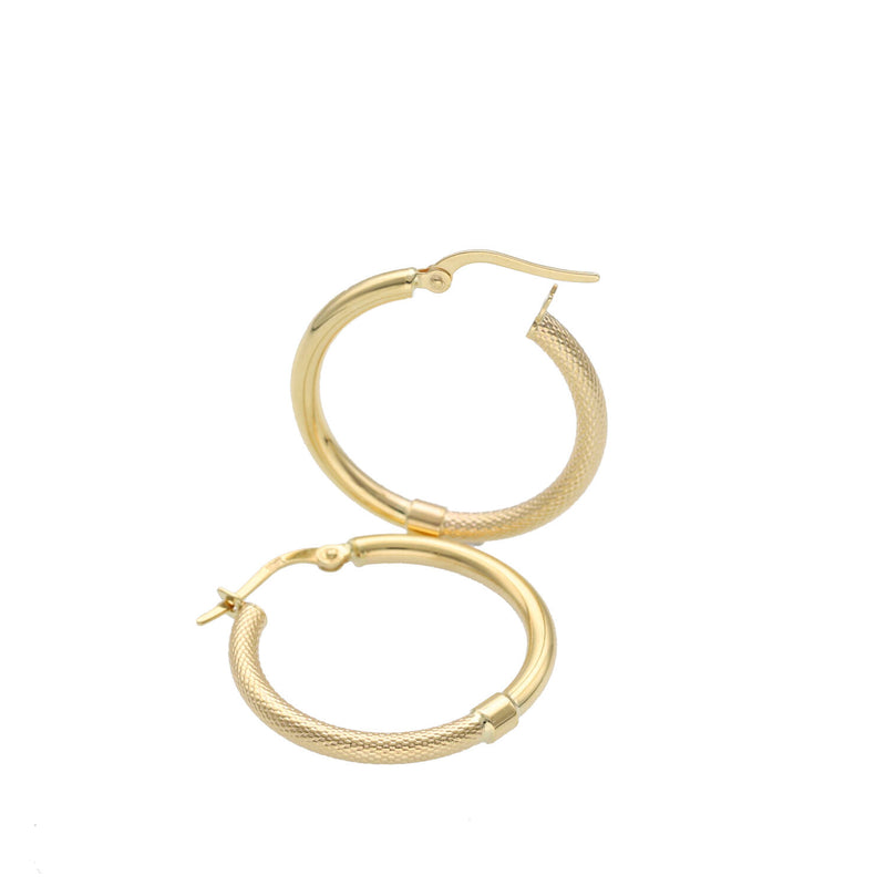 10 Karat Gold Texture Hoops Earrings