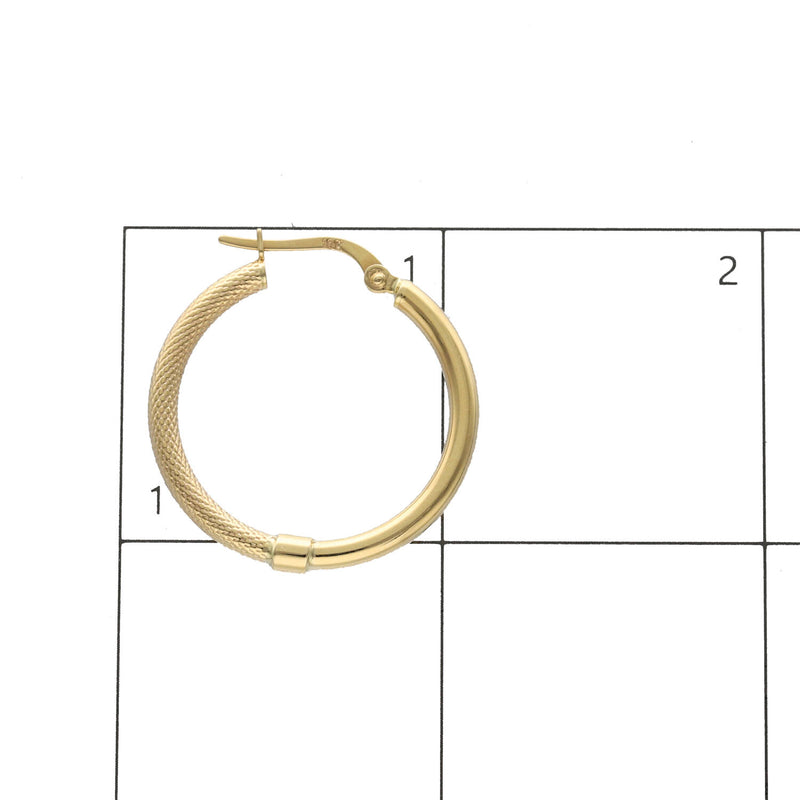 10 Karat Gold Texture Hoops Earrings