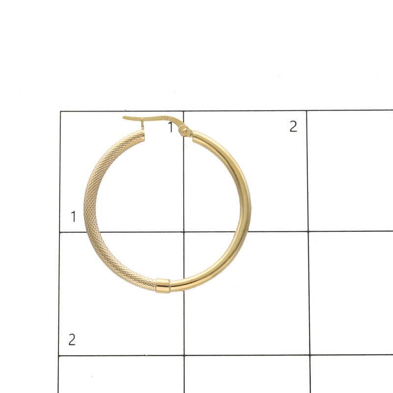 10 Karat Gold Texture Hoops Earring