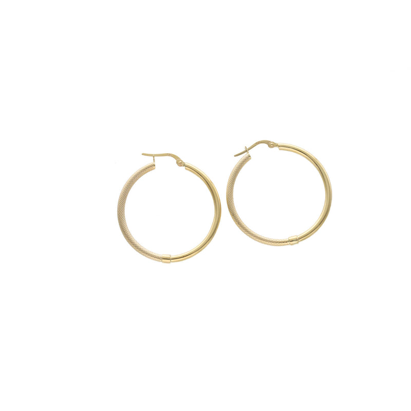 10 Karat Gold Texture Hoops Earring