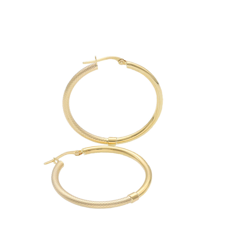 10 Karat Gold Texture Hoops Earring