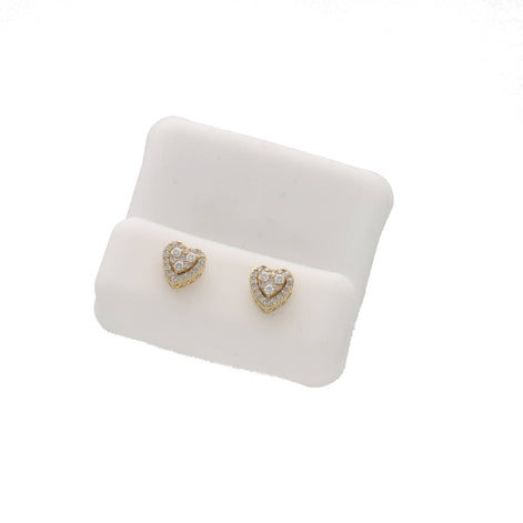 10 Karat Gold Moissanite Heart Stud Earrings