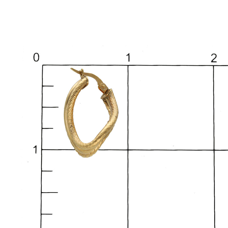 14 Karat Gold Asymmetric Rings Texture Hoops