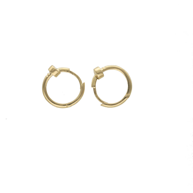 10K Gold Nail Hoop Earrings - Huggie Hoops 16mm Real Gold